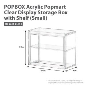 HOUZE POPBOX ACRYLIC POPMART DISPLAY WITH SHELF (SMALL) MS-2611-CLEAR