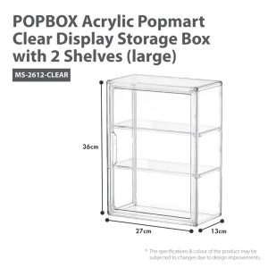 HOUZE POPBOX ACRYLIC POPMART DISPLAY WITH TWO SHELF (LARGE) MS-2612-CLEAR