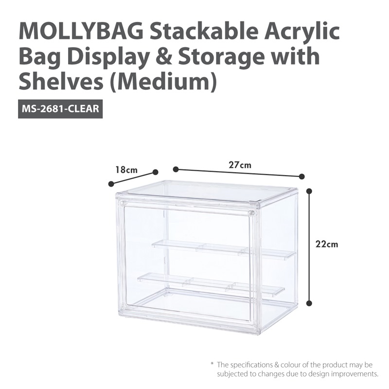 HOUZE MOLLYBAG STACKABLE ACRYLIC BAG DISPLAY (MEDIUM) MS-2681-CLEAR