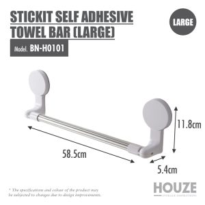 HOUZE STICKIT SELF ADHESIVE TOWEL BAR (LARGE) BN-H0101