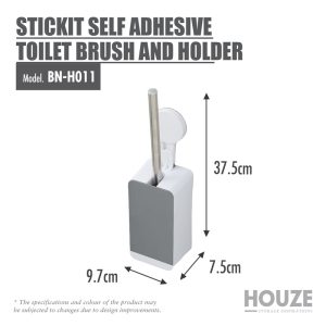 HOUZE STICKIT SELF ADHESIVE TOILET BRUSH AND HOLDER BN-H011