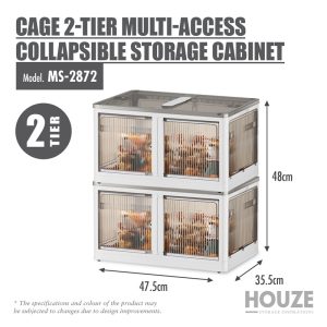 HOUZE CAGE 2-TIER COLLAPSIBLE STORAGE CABINET /W BUCKLE OPENING MS-2872