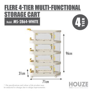 HOUZE FLERE 4-TIER MULTI-FUNCTIONAL STORAGE CART MS-2864-WHITE