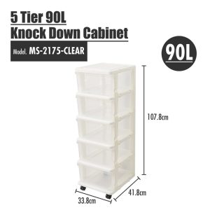 HOUZE 5 TIER 90L KNOCK DOWN CABINET MS-2175-CLEAR