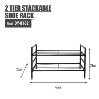 HOUZE SLIM 2 TIER STACKABLE SHOE RACK (LENGTH: 60CM) DY-8162