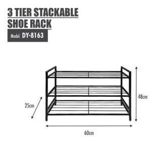 HOUZE SLIM 3 TIER STACKABLE SHOE RACK (LENGTH: 60CM) DY-8163