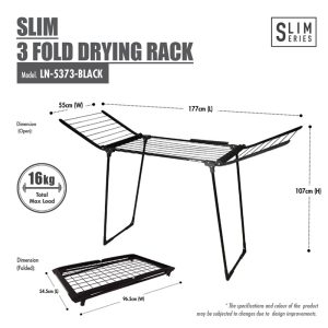 HOUZE SLIM 3 FOLD DRYING RACK LN-5373
