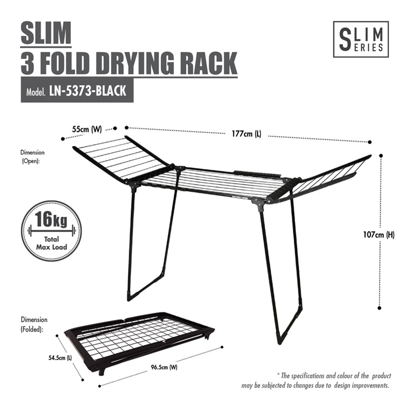 HOUZE SLIM 3 FOLD DRYING RACK LN-5373