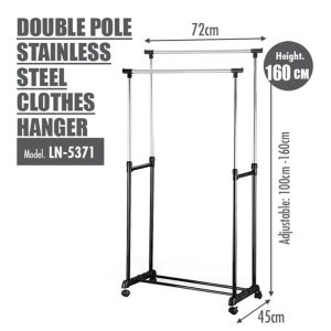 HOUZE DOUBLE POLE STAINLESS STEEL CLOTHES HANGER LN-5371