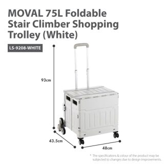 HOUZE MOVAL 75L FOLDABLE STAIR CLIMBER SHOPPING TROLLEY LS-9208-WHITE