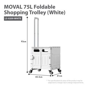 HOUZE MOVAL 75L FOLDABLE SHOPPING TROLLEY LS-9209-WHITE