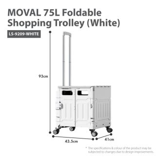 HOUZE MOVAL 75L FOLDABLE SHOPPING TROLLEY LS-9209-WHITE
