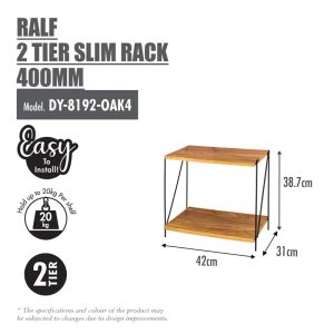 HOUZE RALF 2 TIER SLIM RACK 400MM DY-8192-OAK4