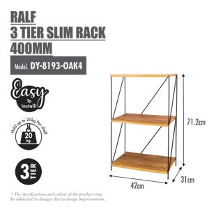 HOUZE RALF 3 TIER SLIM RACK 400MM DY-8193-OAK4