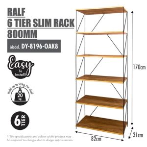 HOUZE RALF 6 TIER SLIM RACK 800MM DY-8196-OAK8
