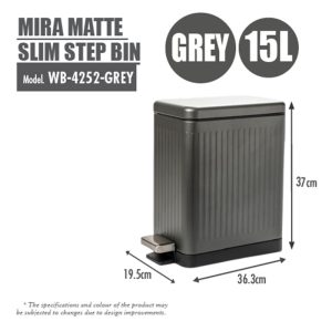 HOUZE 15L MIRA MATTE SLIM STEP BIN WB-4252