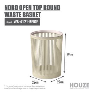 HOUZE NORD OPEN TOP ROUND WASTE BASKET WB-4121-BEIGE