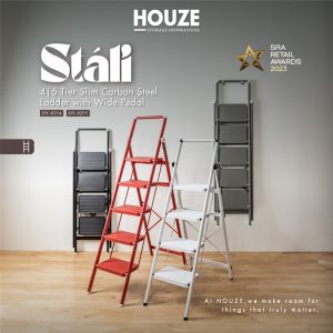 HOUZE STÁLI SLIM CARBON STEEL LADDER WITH WIDE PEDAL