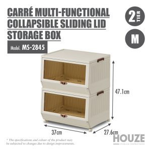 HOUZE CARRÉ 2-TIER COLLAPSIBLE SLIDING LID STORAGE BOX /W WHEELS MS-2845