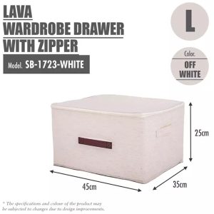 HOUZE LAVA DRAWER WITH ZIPPER L-SIZE SB-1723-WHITE