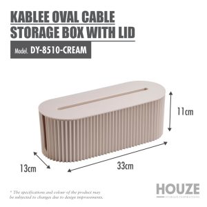HOUZE KABLEE OVAL CABLE STORAGE BOX WITH LID DY-8510-CREAM