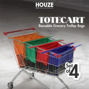HOUZE TOTECART REUSABLE GROCERY TROLLEY BAGS 4PPP (WITH COOLER BAG) LS-9290-VIBRANT