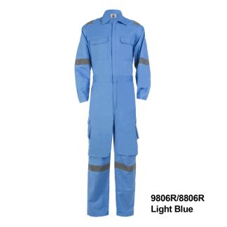 HSK HD COTTON COVERALL WITH REFLECTIVE LIGHT BLUE 8806R