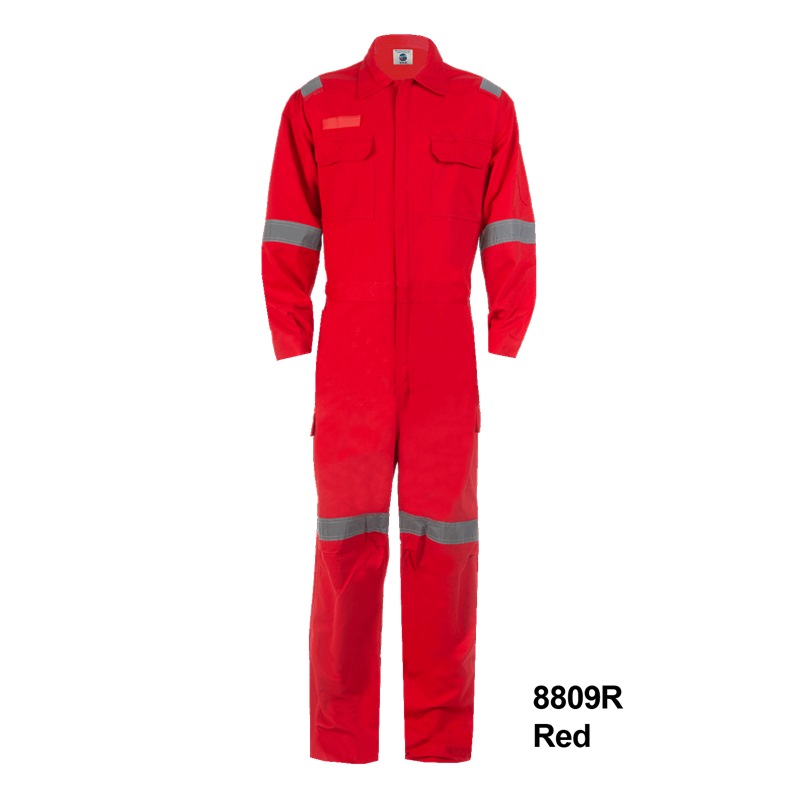 HSK HD COTTON COVERALL WITH REFLECTIVE RED 8809R