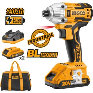 INGCO 20V LI-ION BRUSHLESS IMPACT DRIVER WITH 2 X 20V 2.0AH & CHARGER CIRLI2002