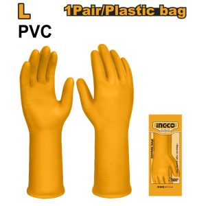 INGCO HIGH QUALITY ORANGE PVC GLOVE SIZE L 320MM HGVP01