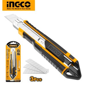 INGCO SNAP-OFF BLADE KNIFE 18MM W/3 SK5 BLADES HKNS16538