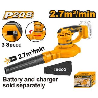 INGCO 20V ASPIRATOR BLOWER MAX VOLUME: 2.7M3/MIN CABLI2001 (BARE UNIT)