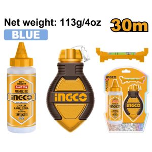 INGCO CHALK LINE REEL 30M + 4OZ BLUE POWDER HCLR0130