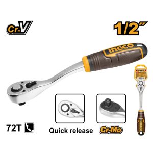 INGCO 1/2" DR. RATCHET HANDLE 72T LENGTH 260MM HRTH8412