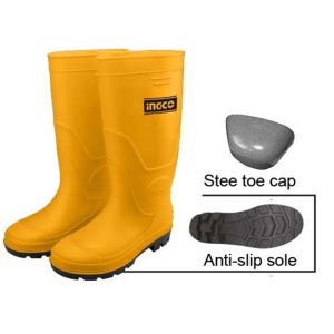 INGCO SAFETY YELLOW RAIN BOOT TOE CAP ANTI SLIP SOLE SSH092SB