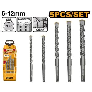 INGCO 5PCS SDS+ DRILL BIT SET 6.0, 8.0, 8.0,10 & 12MM AKD2052