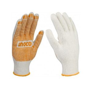 INGCO KNITTED COTTON GLOVES WITH PVC DOTS 58GM/PAIR HGVK05
