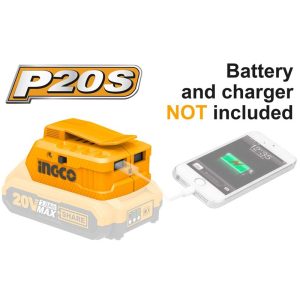 INGCO 20V LI-ION USB-A CHARGER ADAPTER CUCLI2001 (BARE UNIT)