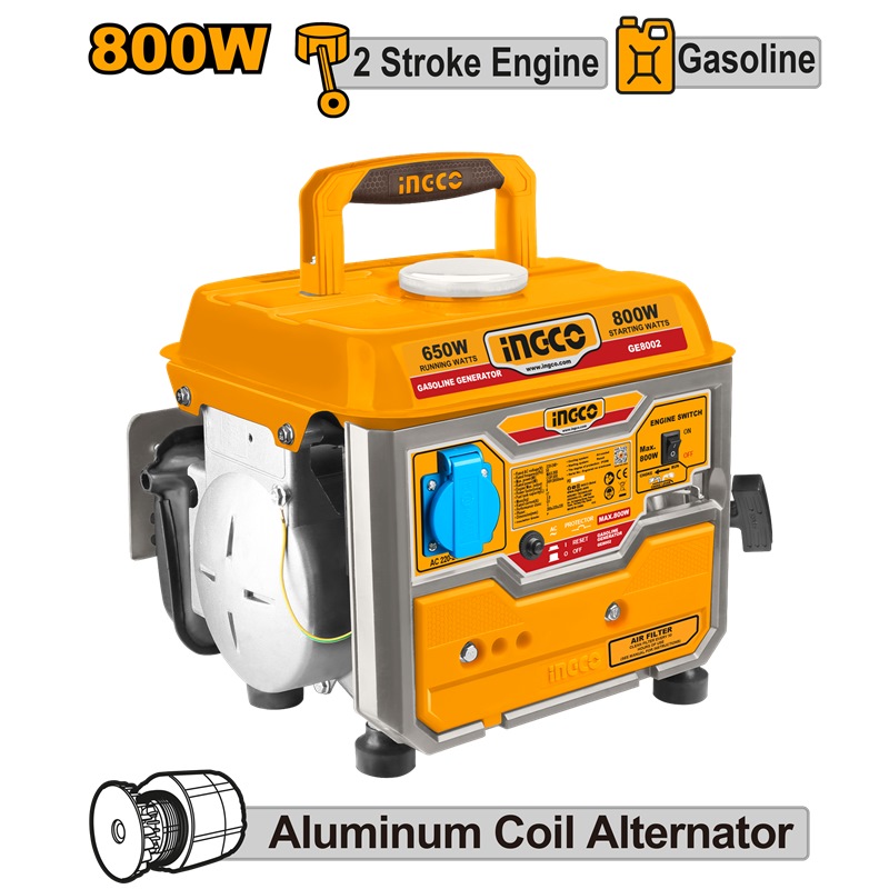 INGCO PORTABLE GASOLINE GENERATOR 800W RATED 650W GE8002