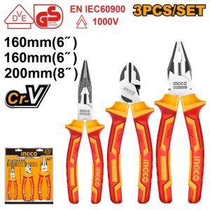 INGCO 3PCS CR.V HIGH VOLTAGE 1000V INSULATION PLIER SET HIKPS28318