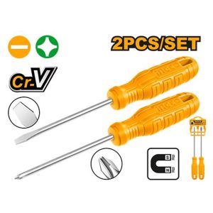 INGCO 2PCS NEW DESIGN HANDLE SCREWDRIVER (-) & (+) 125MM HKSD0258