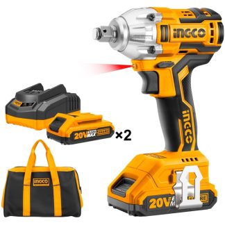 INGCO 20V 2X2.0AH LI-ION 1/2" DR. BRUSHLESS IMPACT WRENCH CIWLI2001