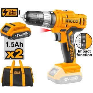 INGCO 12V 2X1.5AH LI-ION IMPACT DRILL, CIDLI1222