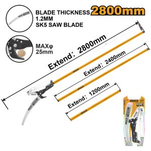 INGCO EXTENDABLE PRUNING CUTTER & POLE SAW MAX. HEIGHT 2.80M HEPS25281