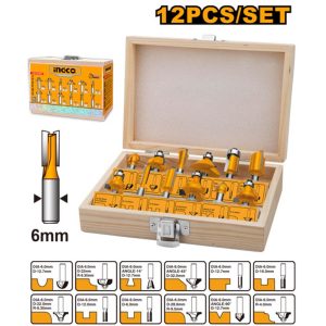 INGCO 12 PCS 6MM SHANK ROUTER BIT SET AKRT1201