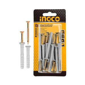 INGCO 10PCS 8ØX60MM NYLON ANCHOR WITH SCREW HWNAK5007012