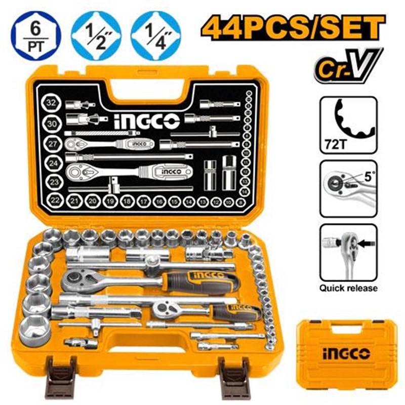 INGCO 44PCS 1/4DR+1/2DR SOCKET SET HKTS42441
