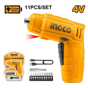 INGCO 4V LI-ION CORDLESS SCREWDRIVER WITH 10 BITS & MAG.HOLDER CSDLI0402