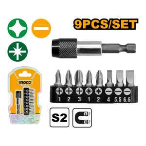 INGCO 9PCS SCREWDRIVER BIT SET QUICK RELEASE HOLDER AKSD0071