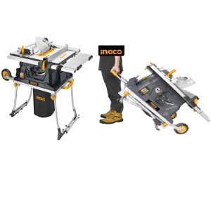 INGCO TABLE SAW WITH FOLDABLE WHEEL STAND & LASER 10" 254MM 1500W TS15008